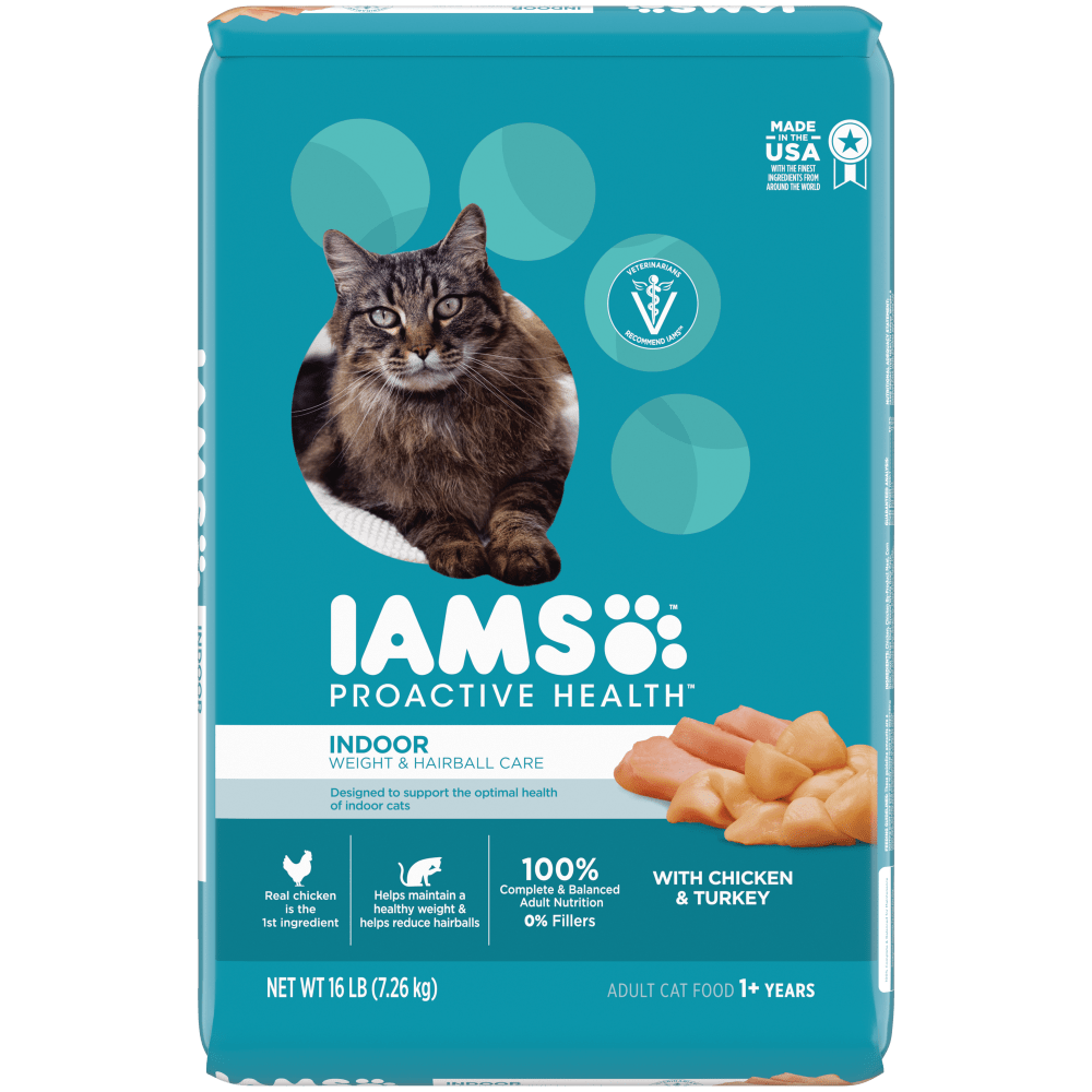 IAMS Proactive Health Adult Indoor Weight Control & Hairball Care Dry Cat Food with Chicken & Turkey