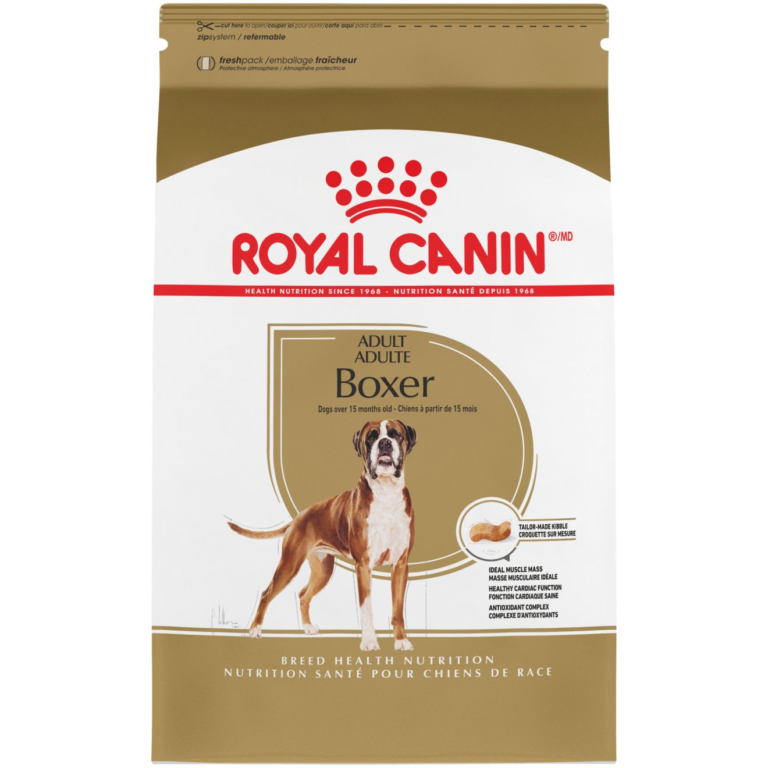 Royal Canin boxer adult dry dog food product packaging