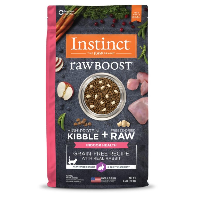 Instinct Raw Boost Indoor Health Rabbit Dry Cat Food product packaging from the official brand page