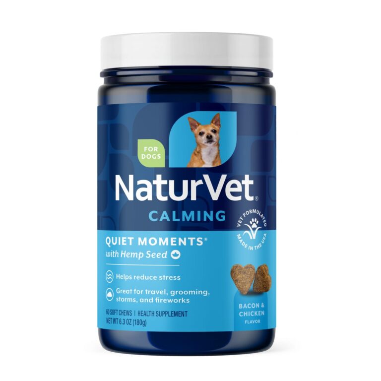 NaturVet Dog Calming Chews with Hemp product packaging from the official brand page