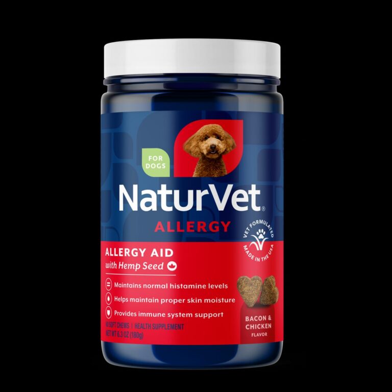 NaturVet Hemp Allergy Aid Soft Chews for Dogs product packaging from the official brand page
