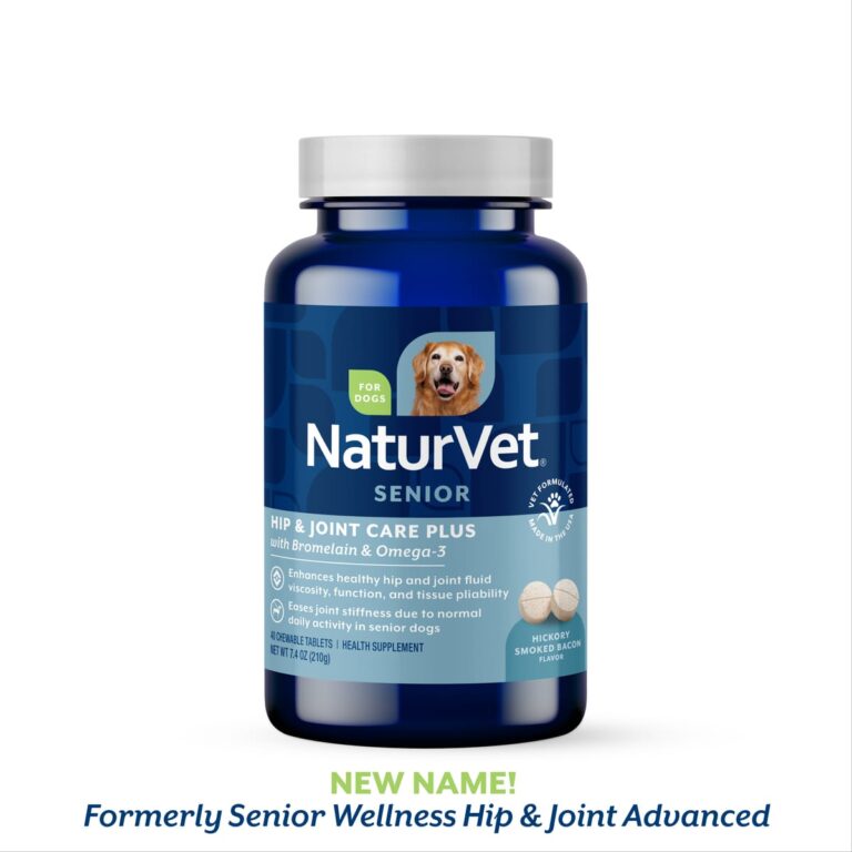NaturVet Senior Hip and Joint Advanced Chewable Tablets product packaging from the official brand page